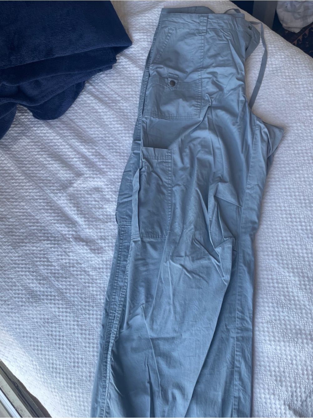 Women’s  Light Blue Cargo Pants - Casual Utility Style